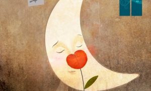 هلال له عينين وبجواره وردة