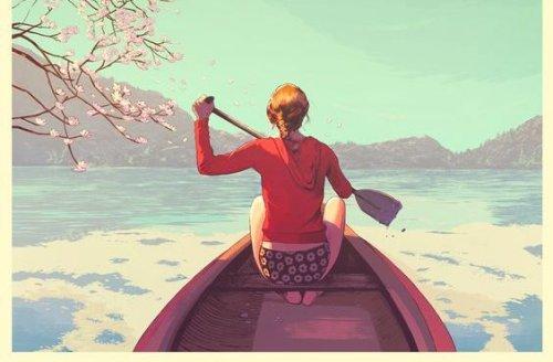 امرأة في قارب