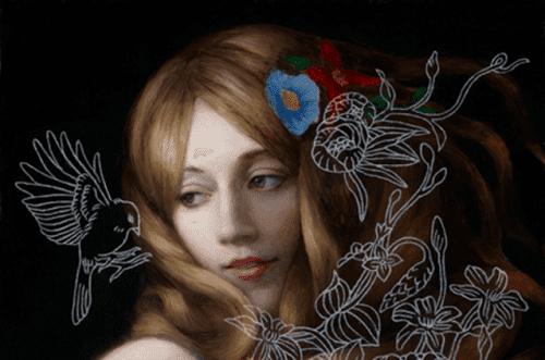 امرأة مع طيور