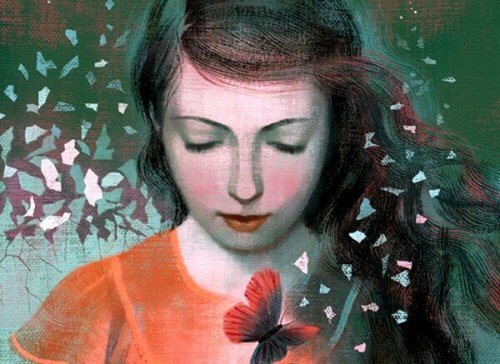 امرأة وفراشات